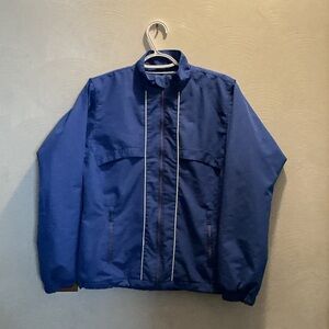 Page & Tuttle Women’s Lightweight Lined Zip Up Blue Jacket. Size M. White Trim.